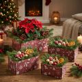 Jardinière de Noël vintage, en bois, rouge, 24-40 cm, lot de 4 | Floristik24.be