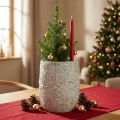 Jardinière en céramique vert blanc gris branches de pin Ø12cm H17.5cm | Floristik24.be