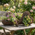 Cœur décoratif en bois et fil de fer, idéal pour décorer une table de jardin ou un mur. Lot de 3 pièces, 30 x 20 x 6 cm. | Floristik24.be