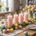 Bougies piliers, rose clair uni, 50 x 100 mm, lot de 4, bougies de Pâques, décoration de table | Floristik24.be