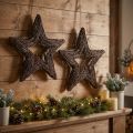 Étoiles décoratives à suspendre en osier naturel 48 cm – Lot de 2 | Floristik24.be