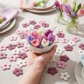 Décoration de table fleurs en bois rose violet blanc Ø4cm 72 pcs | Floristik24.be