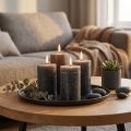 Bougies de couleur unie bougies pilier anthracite 60×80mm 4pcs | Floristik24.be