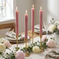 Bougies coniques couleur unie vieux rose 34mm x 300mm 4 pcs | Floristik24.be