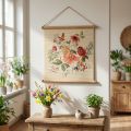 Décoration murale florale, tapis en bambou et corde de jute, H44 x L42cm pour salon | Floristik24.be
