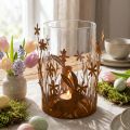 Lanterne aux lapins, décoration printanière, décoration en métal avec fleurs, patine Pâques Ø11,5cm H18cm | Floristik24.be