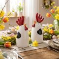 Décoration de table en céramique en forme de coq rouge et blanc 7 × 6 × 15 cm 2 pièces | Floristik24.be