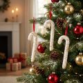 Zuckerstangen décoratives 30 cm blanches et colorées avec paillettes - lot de 4 | Floristik24.be