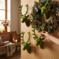Tête de cerf déco floquée vert mousse 10cm x 20cm 3 pcs | Floristik24.be