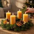 Bougies de l'Avent, jaune rustique, 70/110 mm, lot de 4 - bougies piliers unies pour une ambiance de Noël chaleureuse | Floristik24.be