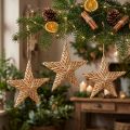 set de 3 étoiles décoratives en rotin naturel à suspendre 19 cm | Floristik24.be