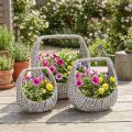 Panier en osier avec anse, gris délavé, H 43/34/27 cm, lot de 3 | Floristik24.be