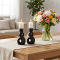 Bougeoir Chandelier Céramique Noir Moderne H16cm 2pcs | Floristik24.be