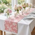 Chemin de table à motif floral, en coton rose, 15 cm x 3 m | Floristik24.be