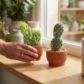 Plantes Artificielles Cactus Succulent Plante Verte Artificielle 14.5/15.5cm 2pcs | Floristik24.be