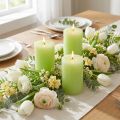 Bougies piliers vert citron, colorées dans la masse, 60 x 100 mm, décoration de mariage, décoration printanière, lot de 4 | Floristik24.be