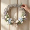 Couronne décorative, blanchie à la chaux, couronne de porte, style shabby chic, Ø42cm, branches naturelles, style champêtre | Floristik24.be