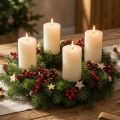 Lot de 4 bougies piliers rustiques, blanc cassé, 70 x 110 mm, teintées dans la masse, auto-extinguibles - Idéales pour la décoration de l'Avent et des fêtes de fin d'année | Floristik24.be