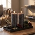 Bougies piliers anthracite élégantes 85 x 200 mm - Design rustique, longue durée de combustion, lot de 2 pour une décoration raffinée | Floristik24.be