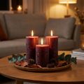 Lot de 4 bougies piliers bordeaux, couleur unie, 70 x 120 mm - Bougies décoratives pour une ambiance et un bien-être optimaux à la maison | Floristik24.be