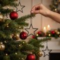 Étoiles décoratives suspendues en noir pailleté Ø7,5 cm pour Noël (lot de 40) | Floristik24.be