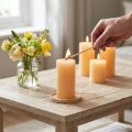 Bougies de couleur unie piliers lumineux abricot 50×100mm 4 pcs | Floristik24.be