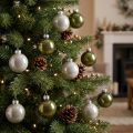 Boules de sapin mini boules de Noël verre vert argent 4 cm 24 pcs | Floristik24.be