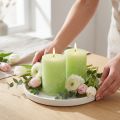 Bougie bougies piliers de couleur unie vert citron 85×120mm 2 pcs | Floristik24.be