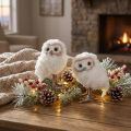 Décoration hivernale, figurines de hibou décoratives à poser, blanches, 15 cm, lot de 2 | Floristik24.be