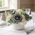 Rose en mousse Ø7,5cm grise 18 pcs | Floristik24.be