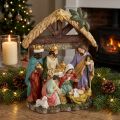 Crèche de Noël avec personnages Crèche de Noël 15,5×7×20cm | Floristik24.be