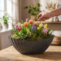 Jardinière à rainures ovale bateau anthracite 36cm | Floristik24.be