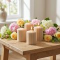 Bougies piliers bougie rainurée beige 70/90mm 4 pcs | Floristik24.be