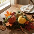 Pomme décorative en velours avec feuille marron jaune Ø7,5cm H9cm 9 pcs | Floristik24.be