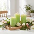 Bougie vert citron​​​​​​​ couleur unie 60mm x 80mm 4 pcs | Floristik24.be
