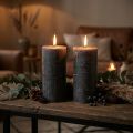 Bougies de couleur unie bougies pilier anthracite 85×150mm 2pcs | Floristik24.be