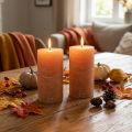 Bougies piliers unies, orange pêche, 85×150 mm, lot de 2, longue durée de combustion, bougies décoratives | Floristik24.be