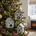 Pendentif de Noël maison en métal Shabby Chic H9,5cm 3 pcs | Floristik24.be
