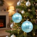 Boule de Noël en plastique bleu-turquoise Ø 8 cm 2 p. | Floristik24.be