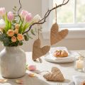 Coeurs à suspendre décoration chanvre et raphia naturel H10,5cm 8 pcs | Floristik24.be