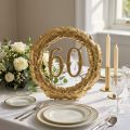 Anniversaire numéro 60 en or Ø40cm | Floristik24.be