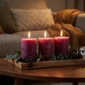 Bougies piliers unies, parfum baies violettes, 60 x 80 mm, lot de 4 - décoratives, longue durée de combustion, faites main | Floristik24.be