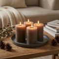 Bougies piliers marron, couleur unie, 70 x 100 mm, lot de 4, décoration rustique | Floristik24.be
