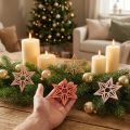 Étoiles en bois Décoration de Noël étoiles en bois orange 8cm 16 pcs | Floristik24.be