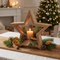 Etoile décorative de table en bois de manguier à poser naturel Ø24cm | Floristik24.be
