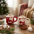 Tasse de Noël en céramique Couple de Noël rouge blanc H8,5cm 2pcs | Floristik24.be