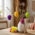 Oeufs de Pâques décoratifs à suspendre colorés floqués H8cm 8 pcs | Floristik24.be