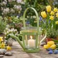 Lanterne verre arrosoir décoratif métal vert Ø14cm H13cm | Floristik24.be