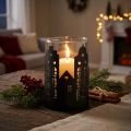 Bougeoir silhouette ville, lanterne Noël Ø8cm H12cm | Floristik24.be