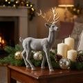 Figurine déco cerf décoratif renne floqué gris H46cm | Floristik24.be
